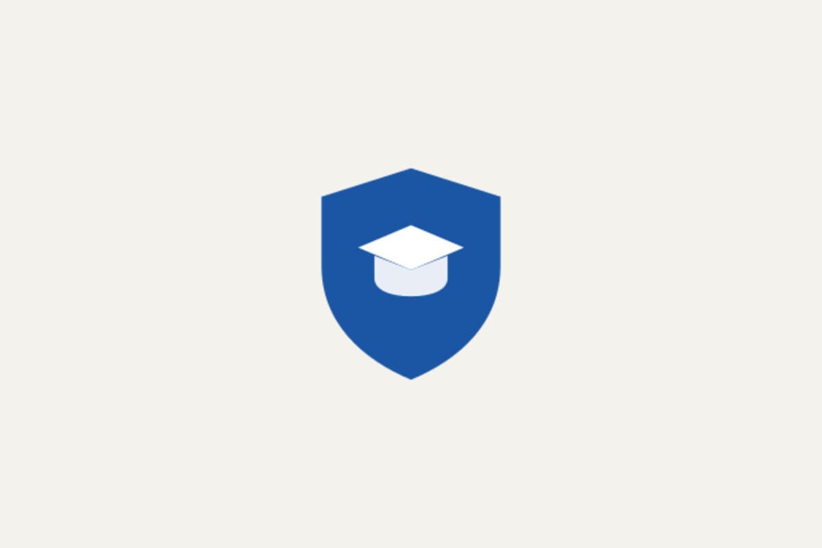 Scholar logo — graduation cap on a shield